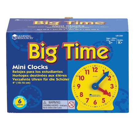 Learning Resources Big Time Geared Mini-Clocks, PK6 2202
